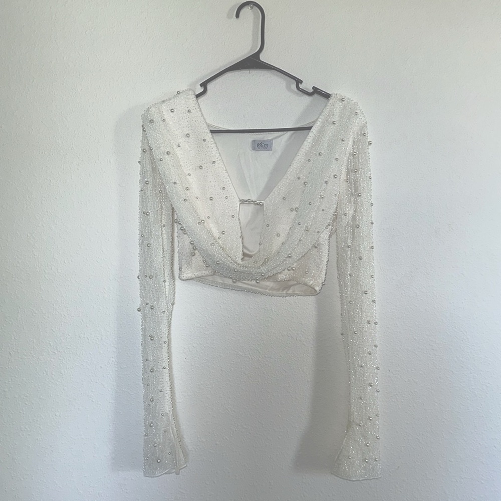 Oh Polly white pearl crop top